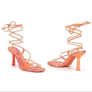 Antonio Melanie barden lace up snake heels citrus peach